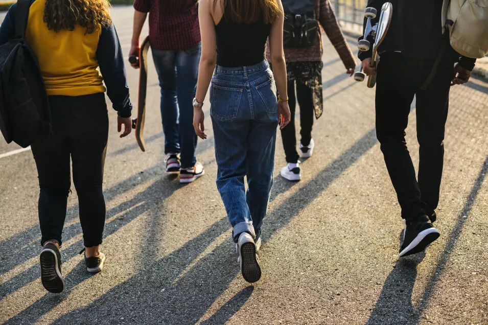 People walking away